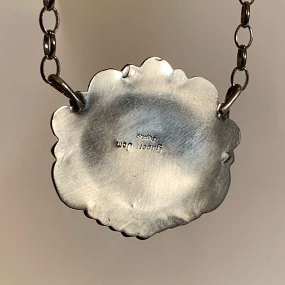 Bold Beauty: Gilbert Tom Navajo Sterling Silver & Turquoise Statement Necklace - Picture 6 of 10